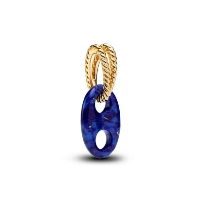 Billede af Pandora Mariner Link charm forgyldt metalblanding m. synt. lapis