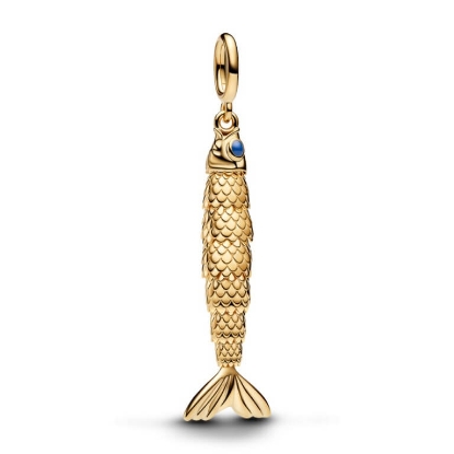 Billede af Pandora Leddelt Fisk charm forgyldt metalblanding m. emalje