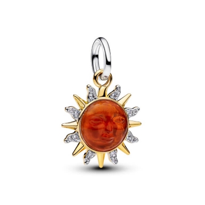 Billede af Pandora Hvirvlende Sol Totonet charm sølv + forgyldt metalblanding m. muranoglas + cz