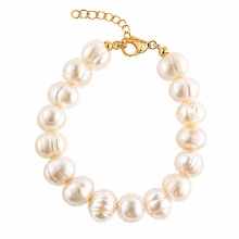 Billede af Belladi "Estelle Pearl" armbånd forgyldt sølv m. fvp (17 + 3 cm)