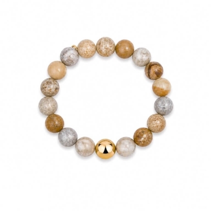 Billede af BAY "Brown Bracelet" armbånd forgyldt stål m. sten