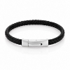 Billede af Gentleman's "Alfred" armbånd sort læder (19,5-23 cm)