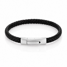 Billede af Gentleman's "Alfred" armbånd sort læder (19,5 cm)