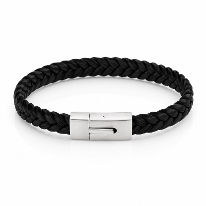 Billede af Gentleman's "Nathan" armbånd sort læder (19,5-23 cm)