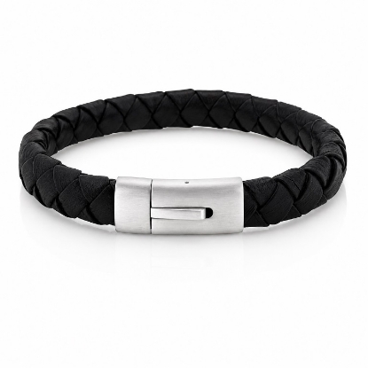 Billede af Gentleman's "Felix" armbånd sort læder (19,5-23 cm)