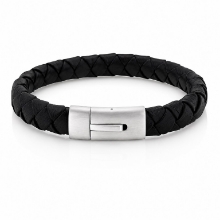 Billede af Gentleman's "Felix" armbånd sort læder (21 cm)
