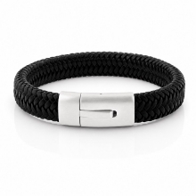 Billede af Gentleman's "Pablo" armbånd sort læder (23 cm)