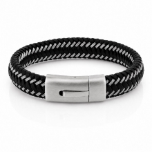 Billede af Gentleman's "Victor" armbånd sort læder (23 cm)