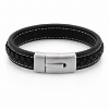 Billede af Gentleman's "Ryan" armbånd sort læder (19,5-23 cm)