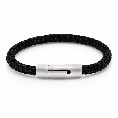 Billede af Gentleman's "Asher" armbånd sort nylon (19,5-23 cm)