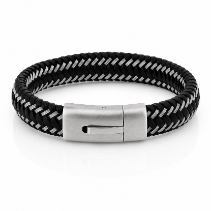 Billede af Gentleman's "Victor" armbånd sort læder (19,5-23 cm)