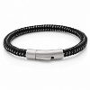 Billede af Gentleman's "Hunter" armbånd sort læder/stål (21 cm)