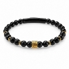 Billede af Gentleman's "Owen" armbånd stål gulddoublé m. onyx (18-21 cm)