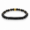 Billede af Gentleman's "Owen" armbånd stål gulddoublé m. onyx (18-21 cm)