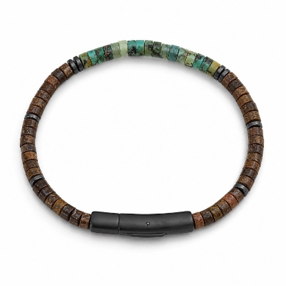 Billede af Gentleman's "Vincent" armbånd stål m. ægte sten (19,5 cm)