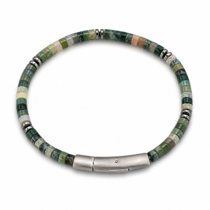 Billede af Gentleman's "Daniel" armbånd stål m. ægte sten (18-21 cm)