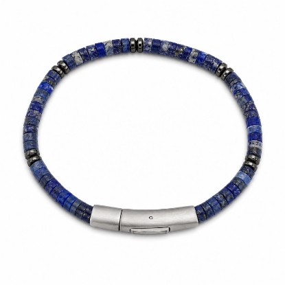 Billede af Gentleman's "Elliot" armbånd stål m. ægte sten (18-21 cm)