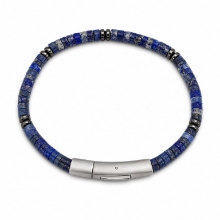 Billede af Gentleman's "Elliot" armbånd stål m. ægte sten (21 cm)