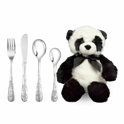 Billede af Nordahl Andersen børnebestik stål 4 dele m. panda inkl Panda bamse