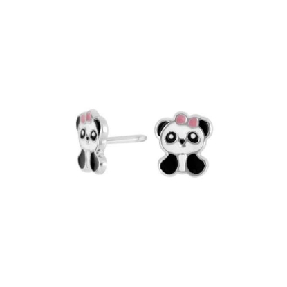 Billede af NOA Kids børneøreringe panda sølv m. emalje