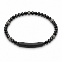 Billede af Gentleman's "Xavier" armbånd stål m. ægte sten (21 cm)