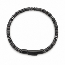 Billede af Gentleman's "Isaac" armbånd stål m. ægte sten (21 cm)