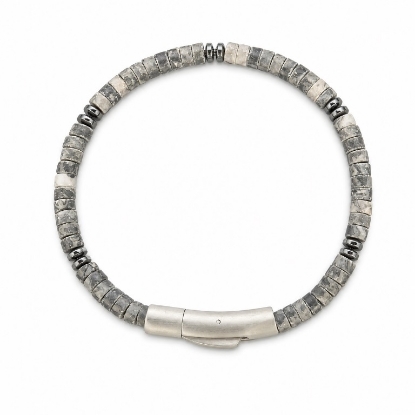 Billede af Gentleman's "Connor" armbånd stål m. ægte sten (18-21 cm)