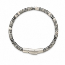 Billede af Gentleman's "Connor" armbånd stål m. ægte sten (21 cm)