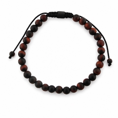 Billede af Gentleman's "Jack" armbånd stål m. ægte sten (21-25 cm)