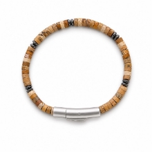 Billede af Gentleman's "Matthew" armbånd stål m. ægte sten (19,5 cm)
