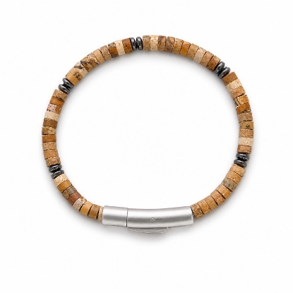 Billede af Gentleman's "Matthew" armbånd stål m. ægte sten (19,5 cm)