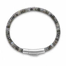 Billede af Gentleman's "Samuel" armbånd stål m. ægte sten (19,5 cm)