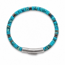 Billede af Gentleman's "Ethan" armbånd stål m. ægte sten (19,5 cm)