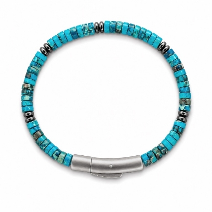 Billede af Gentleman's "Ethan" armbånd stål m. ægte sten (21 cm)