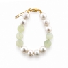 Billede af Belladi "Estelle Green" armbånd forgyldt sølv m. grøn kvarts (18+3 cm)