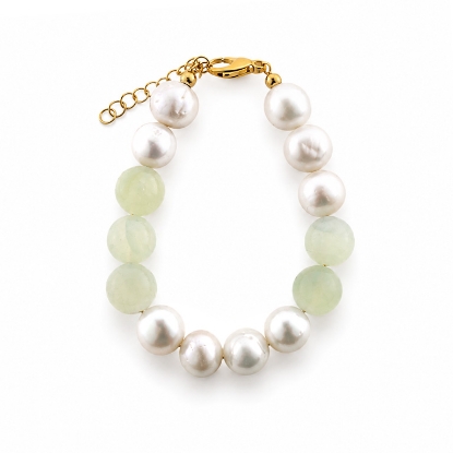 Billede af Belladi "Estelle Green" armbånd forgyldt sølv m. grøn kvarts (18+3 cm)