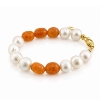 Billede af Belladi "Estelle Orange" armbånd forgyldt sølv m. orange hæmatit (18+3 cm)