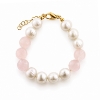 Billede af Belladi "Estelle Rose" armbånd forgyldt sølv m. rosakvarts (18+3 cm)