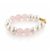 Billede af Belladi "Estelle Rose" armbånd forgyldt sølv m. rosakvarts (18+3 cm)