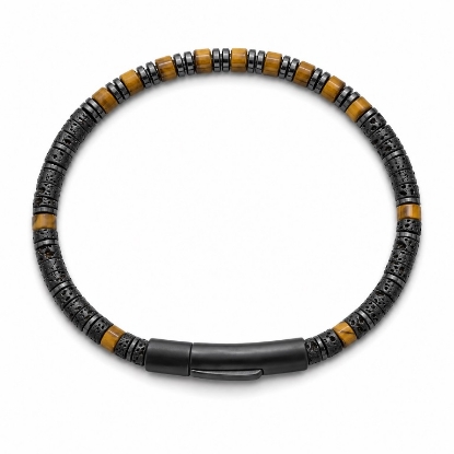 Billede af Gentleman's "Thiago" armbånd stål m. ægte sten (18-21 cm)