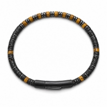 Billede af Gentleman's "Thiago" armbånd stål m. ægte sten (21 cm)