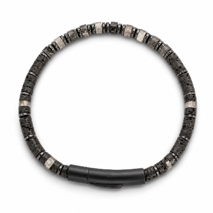Billede af Gentleman's "Hugo" armbånd stål m. ægte sten (18-21 cm)
