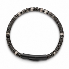Billede af Gentleman's "Hugo" armbånd stål m. ægte sten (21 cm)