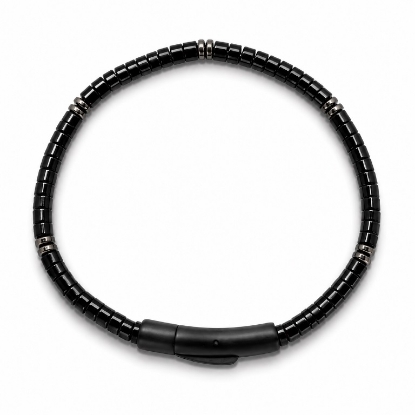 Billede af Gentleman's "Bruce" armbånd stål m. ægte sten (18-21 cm)
