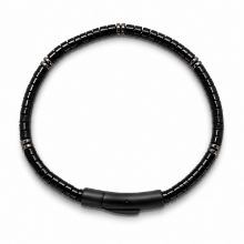 Billede af Gentleman's "Bruce" armbånd stål m. ægte sten (19,5 cm)