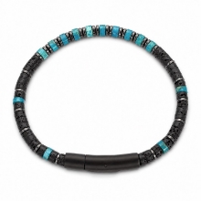 Billede af Gentleman's "Mason" armbånd stål m. ægte sten (21 cm)