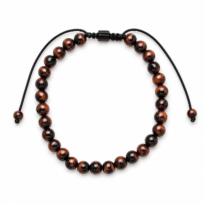 Billede af Gentleman's "Rafael" armbånd stål m. ægte sten (21-25 cm)