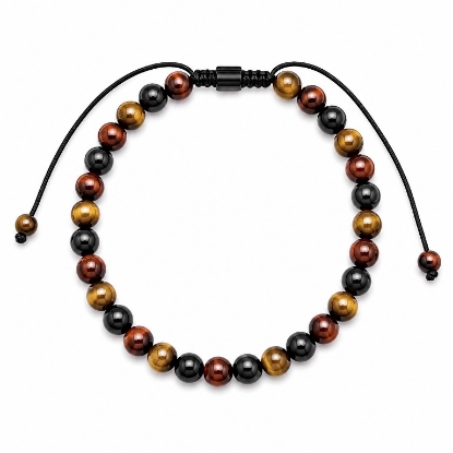 Billede af Gentleman's "Andrew" armbånd stål m. ægte sten (21-25 cm)