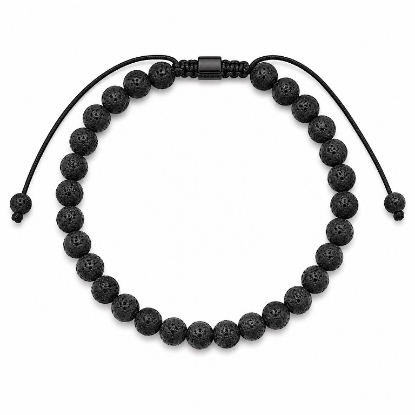 Billede af Gentleman's "Marco" armbånd stål m. ægte sten (21-25 cm)