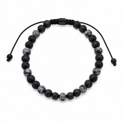 Billede af Gentleman's "Kian" armbånd stål m. ægte sten (21-25 cm)
